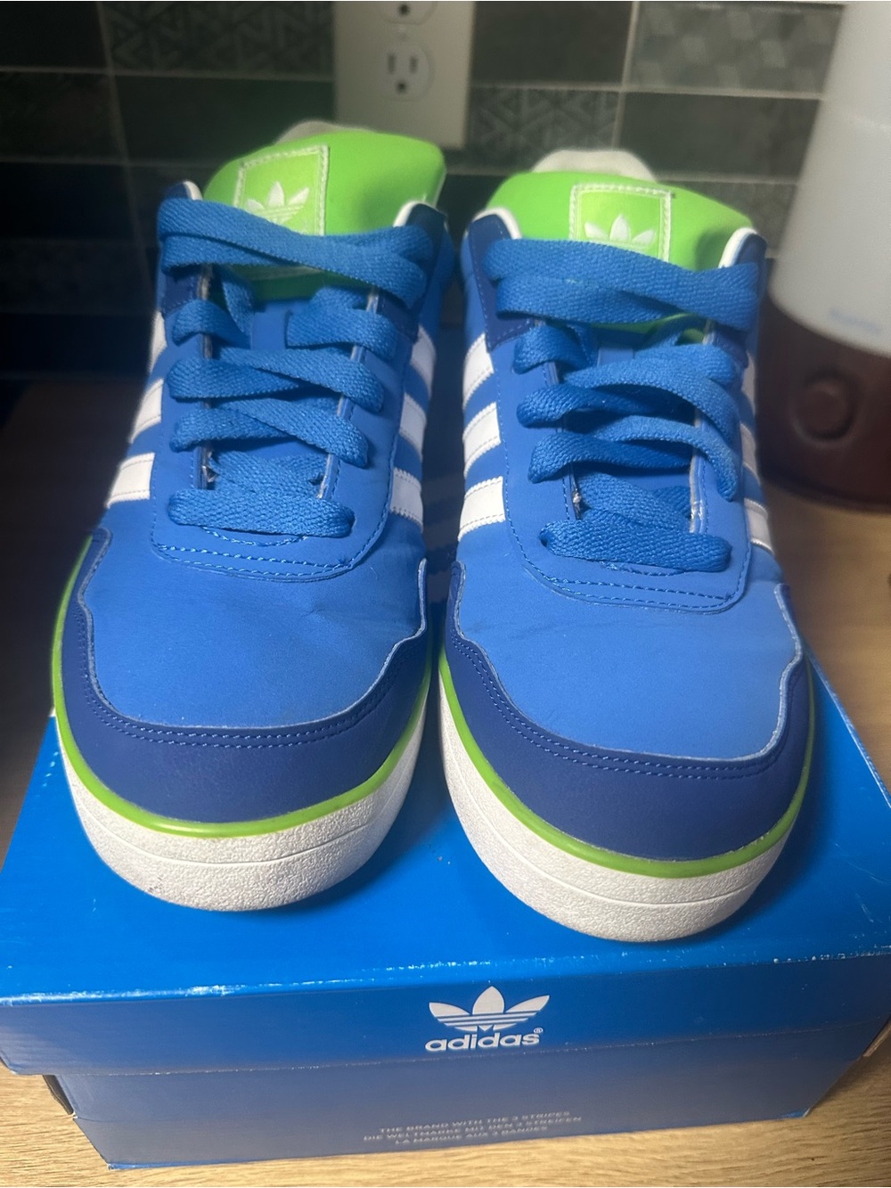 adidas Blue and Green Low-Top Sneakers